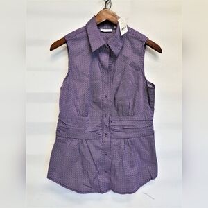 NWT New York And Company Sleeveless Women's Button Down Shirt Size Medium Purple